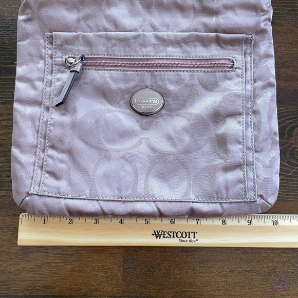COACH Mauve/Pink Signature Logo Getaway Nylon File Crossbody Purse - Picture 7 of 10